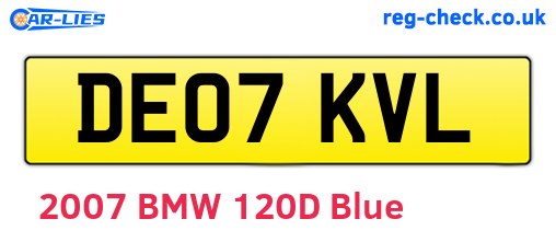 DE07KVL are the vehicle registration plates.