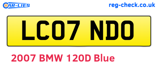 LC07NDO are the vehicle registration plates.