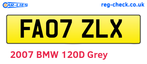FA07ZLX are the vehicle registration plates.