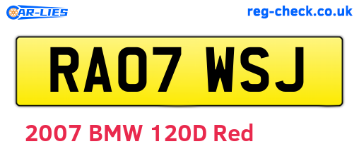 RA07WSJ are the vehicle registration plates.