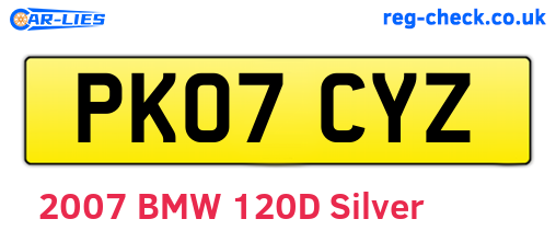 PK07CYZ are the vehicle registration plates.