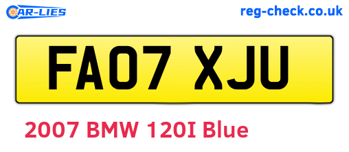 FA07XJU are the vehicle registration plates.