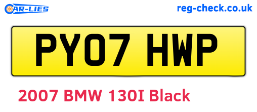 PY07HWP are the vehicle registration plates.