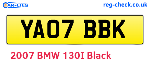 YA07BBK are the vehicle registration plates.