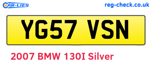 YG57VSN are the vehicle registration plates.