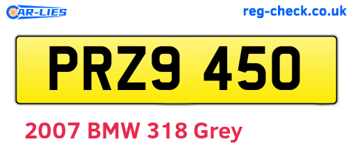 PRZ9450 are the vehicle registration plates.