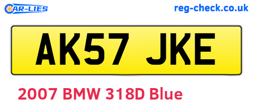 AK57JKE are the vehicle registration plates.