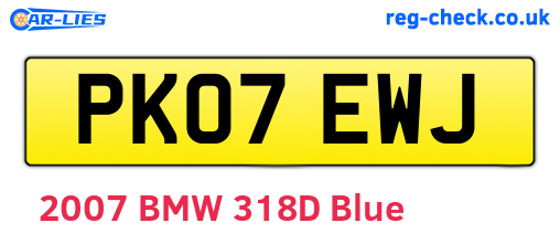 PK07EWJ are the vehicle registration plates.