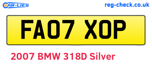 FA07XOP are the vehicle registration plates.