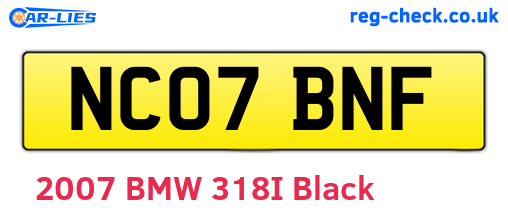 NC07BNF are the vehicle registration plates.