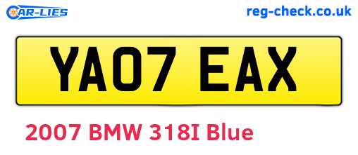 YA07EAX are the vehicle registration plates.