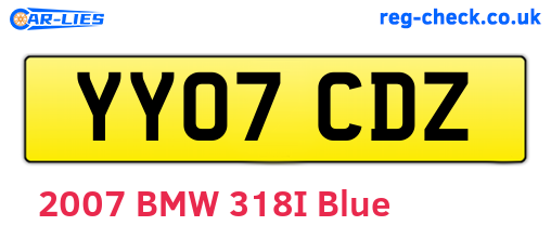 YY07CDZ are the vehicle registration plates.
