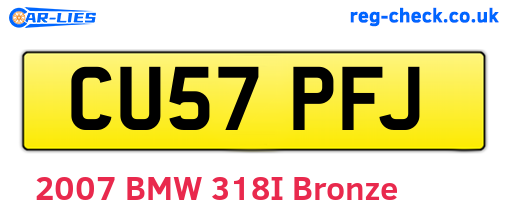 CU57PFJ are the vehicle registration plates.
