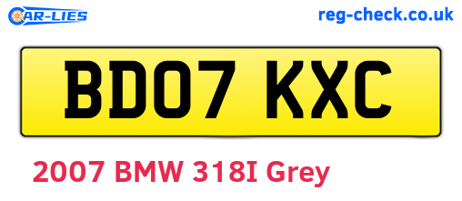 BD07KXC are the vehicle registration plates.