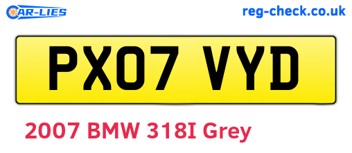 PX07VYD are the vehicle registration plates.
