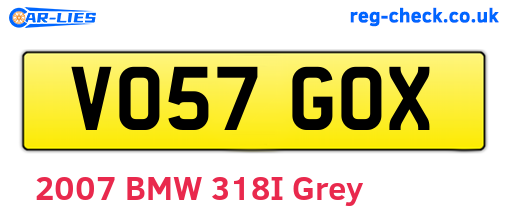 VO57GOX are the vehicle registration plates.
