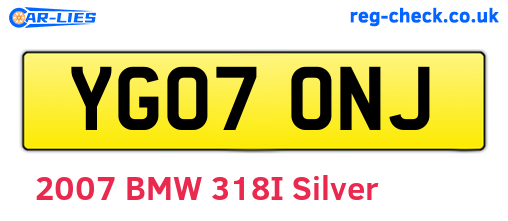 YG07ONJ are the vehicle registration plates.