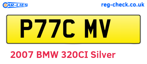 P77CMV are the vehicle registration plates.