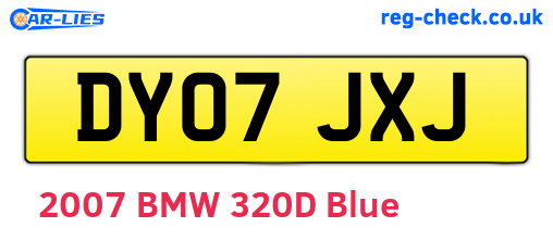DY07JXJ are the vehicle registration plates.