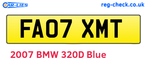 FA07XMT are the vehicle registration plates.