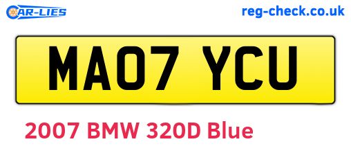 MA07YCU are the vehicle registration plates.