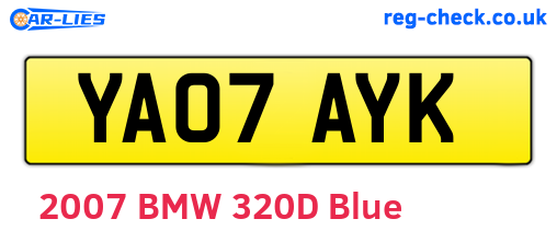 YA07AYK are the vehicle registration plates.