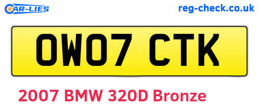 OW07CTK are the vehicle registration plates.