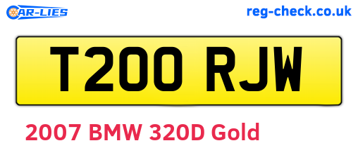 T200RJW are the vehicle registration plates.