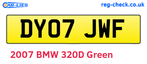 DY07JWF are the vehicle registration plates.