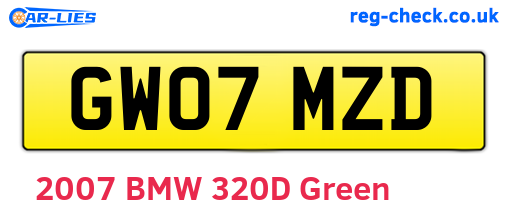 GW07MZD are the vehicle registration plates.