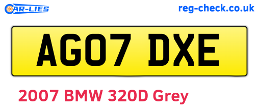 AG07DXE are the vehicle registration plates.