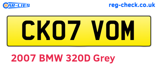 CK07VOM are the vehicle registration plates.
