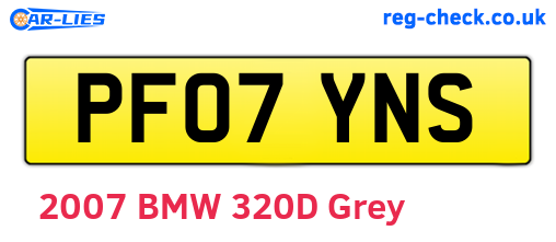 PF07YNS are the vehicle registration plates.