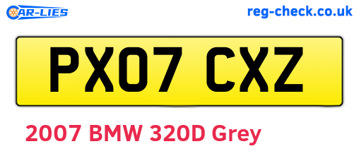 PX07CXZ are the vehicle registration plates.
