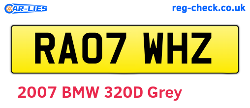 RA07WHZ are the vehicle registration plates.