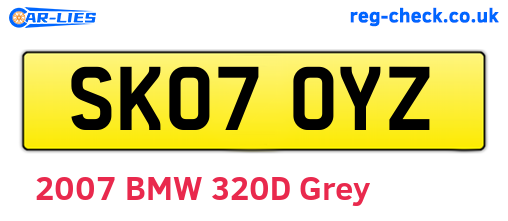 SK07OYZ are the vehicle registration plates.