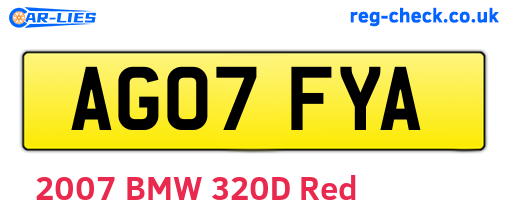 AG07FYA are the vehicle registration plates.