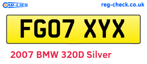 FG07XYX are the vehicle registration plates.