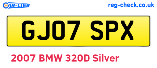 GJ07SPX are the vehicle registration plates.