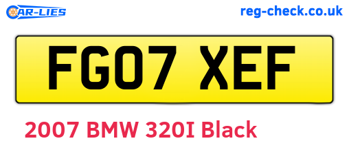 FG07XEF are the vehicle registration plates.