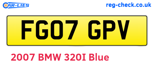 FG07GPV are the vehicle registration plates.