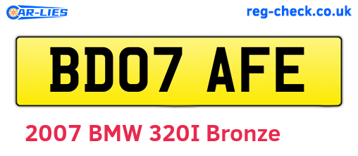 BD07AFE are the vehicle registration plates.