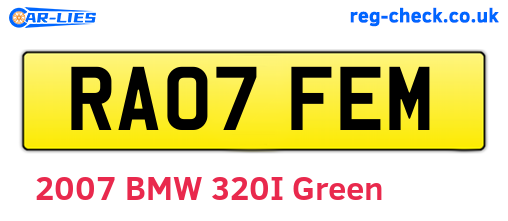 RA07FEM are the vehicle registration plates.