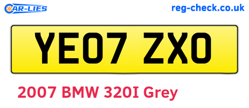 YE07ZXO are the vehicle registration plates.