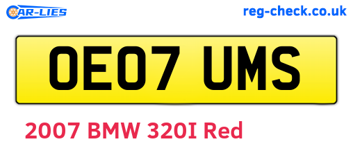 OE07UMS are the vehicle registration plates.