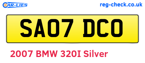 SA07DCO are the vehicle registration plates.