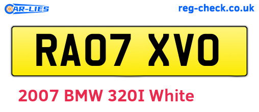 RA07XVO are the vehicle registration plates.