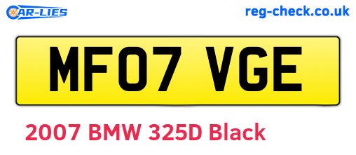 MF07VGE are the vehicle registration plates.