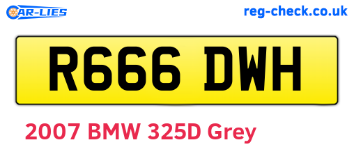 R666DWH are the vehicle registration plates.