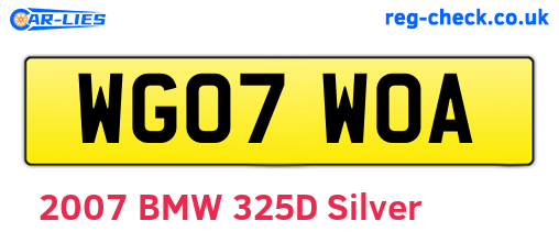 WG07WOA are the vehicle registration plates.